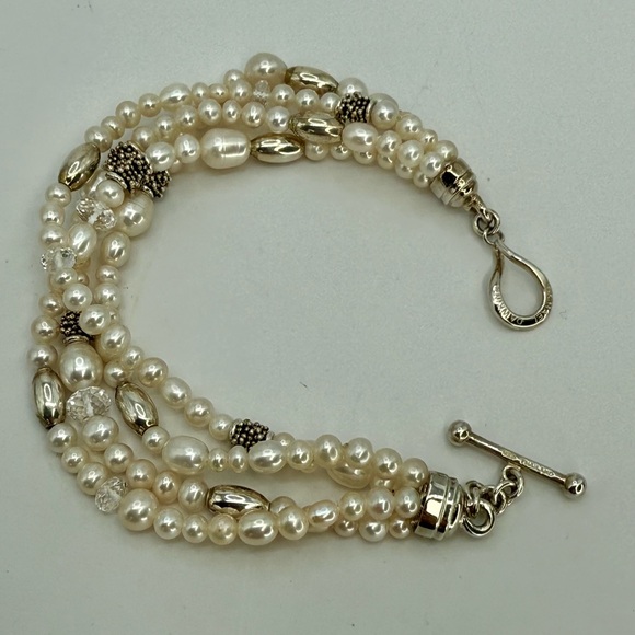 Michael Dawkins Sterling Silver Multi-Shape Cultured Pearl Bracelet Sz 8 Signed - Picture 4 of 14